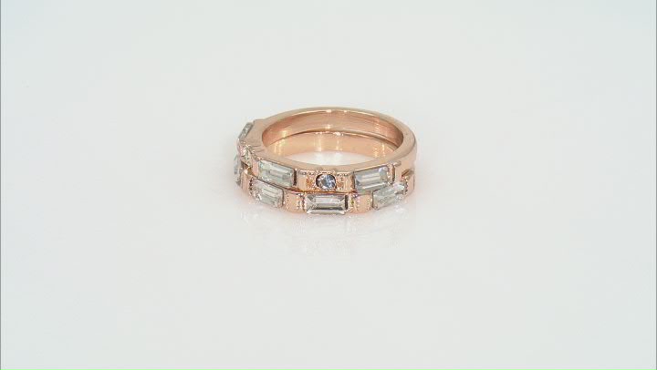 Pearl Simulant & White Crystal Gold Tone Set of 5 Rings Video Thumbnail